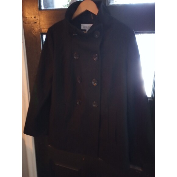 Calvin Klein Blk Peacoat Women's Size 16 Winter Wool Lined Pockets  Jacket Coat - Picture 7 of 9